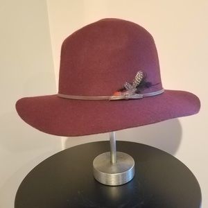 Burgundy 100% Wool Fedora